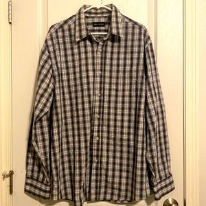 MB Studio Mens plaid button down casual shirt